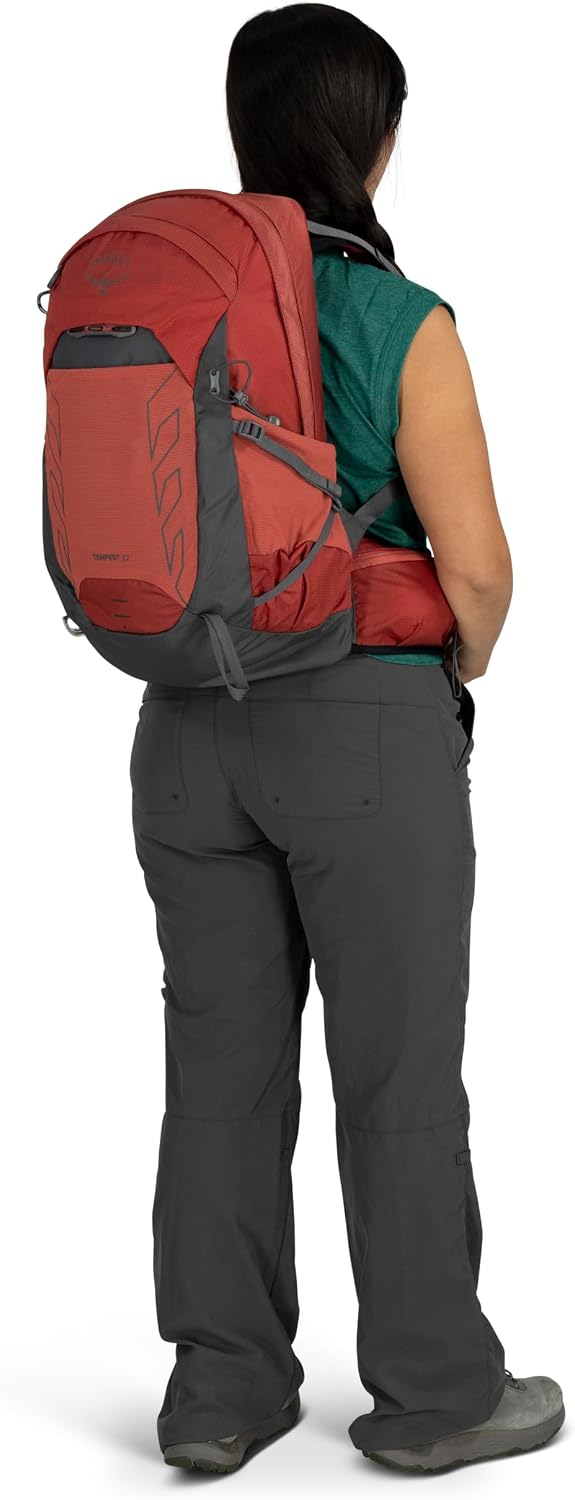 Osprey Tempest 22L Women's Lightweight Hiking Backpack - Small Daypack for Travel & Camping, Red Pampas/Coal Grey