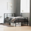 Metal Bed Frame with Footboard Black Twin Size Platform Bed Frame Sturdy Steel Construction Underbed Storage Space for Bedroom, Guest Room