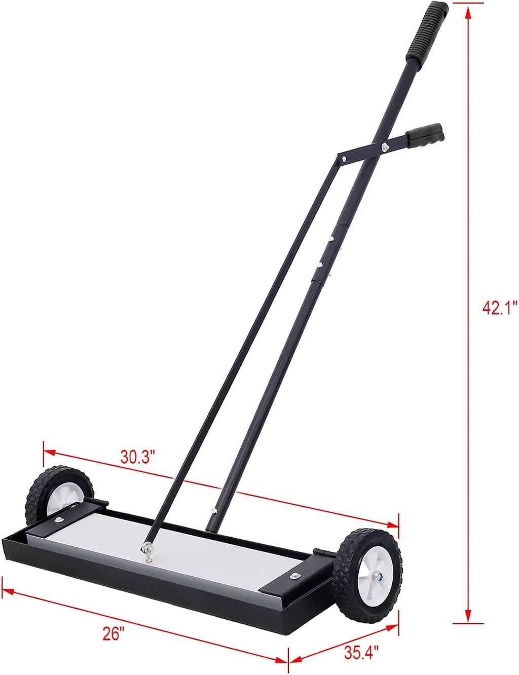 24' Rolling Magnetic Sweeper - 100LB Capacity Heavy Duty Push-Type Magnet Nail Pickup Tool with Quick Release, 6' All-Terrain Wheels for Nails, Screws, Metal Debris in Garage and Lawn