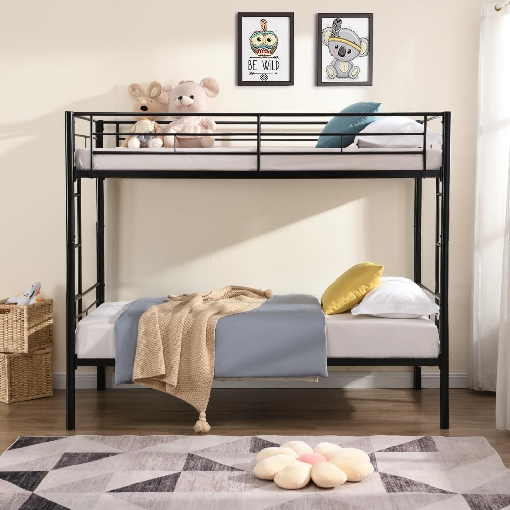 BUNK Bed Pink Twin Over Twin (Black + Metal)