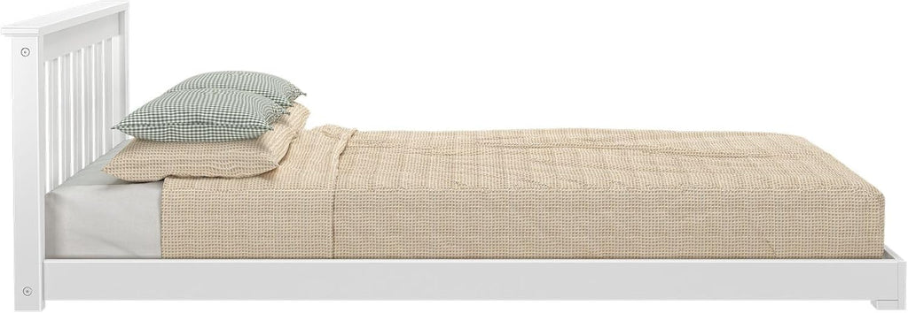 Max & Lily Classic Twin Floor Bed, 79.75 Inches, Solid Wood Low Bed Frame for Kids, Modern Floor Bed for Bedroom, White