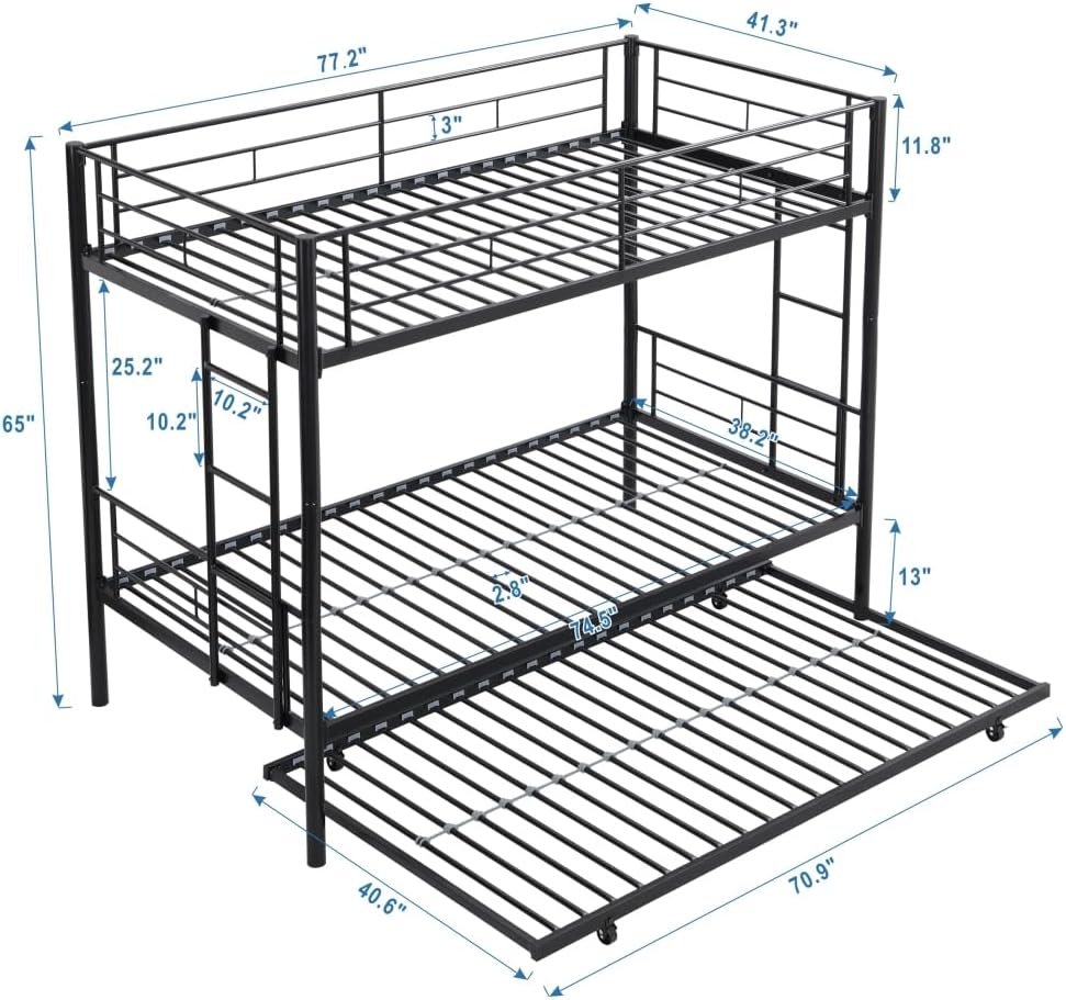 BUNK Bed Pink Twin Over Twin (Black + Metal-1)