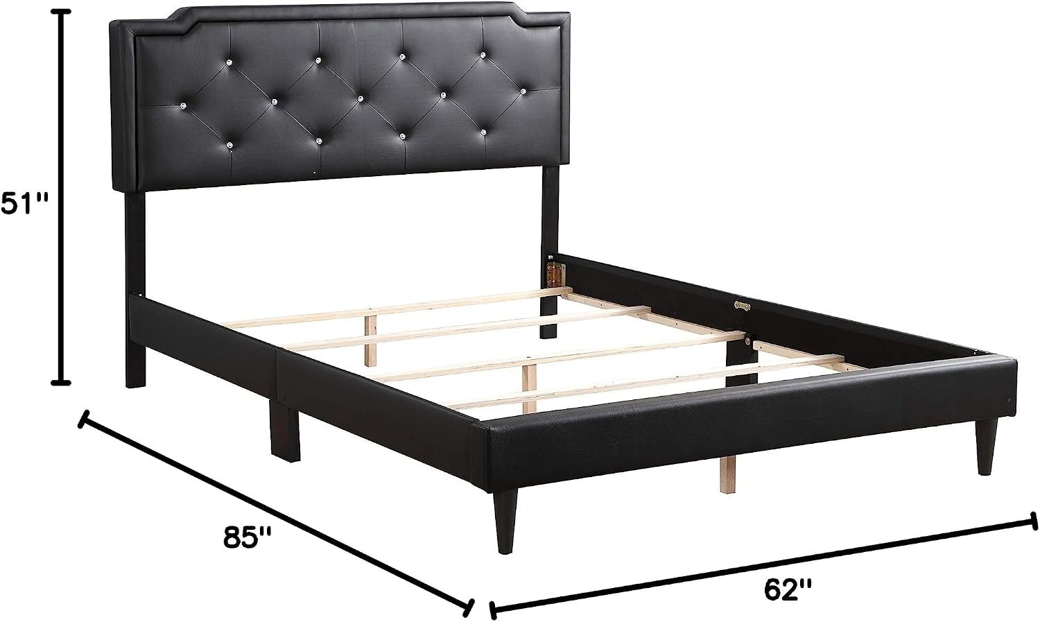 Glory Furniture Deb Velvet Upholstered Queen Bed in Black