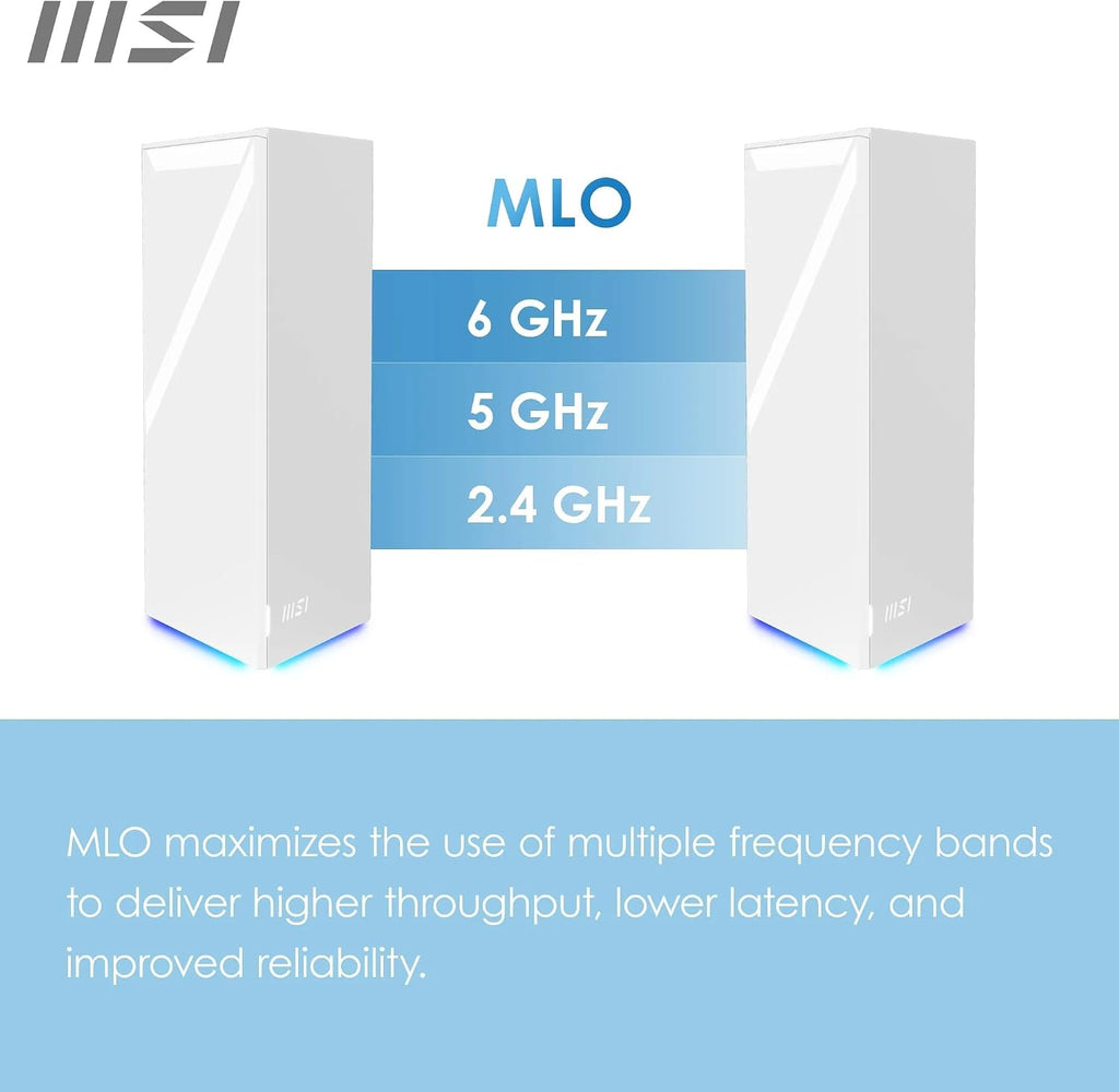 MSI Roamii BE Pro Mesh System - 2 Pack WiFi 7 BE11000Mbps Whole Home WiFi System, 2.5G Ports, Security and Parental Controls, VPN Supported