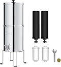 Waterdrop TK-A-FS Gravity Water Filter System, NSF/ANSI 42&372 Standard, Reduces Fluoride and Chlorine, Stainless-Steel Water System with 4 Filters and Metal Spigot for Home, 2.25G