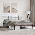 Metal Bed Frame with Headboard Steel Platform Bed Frame Black 59.1'x78.7' Underbed Storage Space Sturdy Bedframe for Bedroom Guest Room
