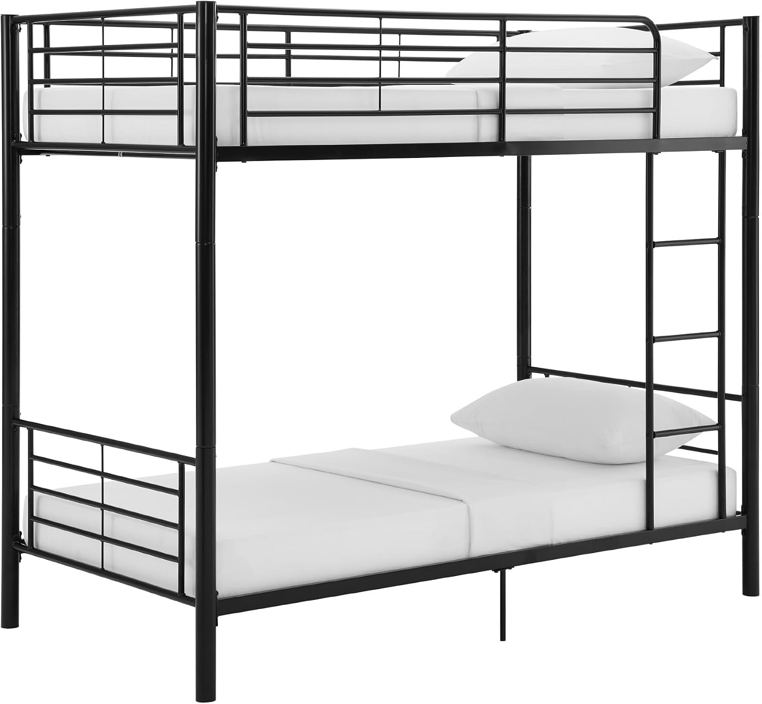 Walker Edison Elodie Urban Industrial Twin Over Twin Metal Bunk Bed, Twin Over Twin, Black