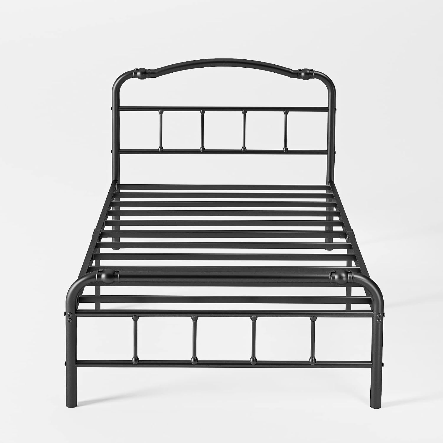 14 Inch Metal Bed Frame, with Headboard and Footboard, No Box Spring Needed, Black (Twin)