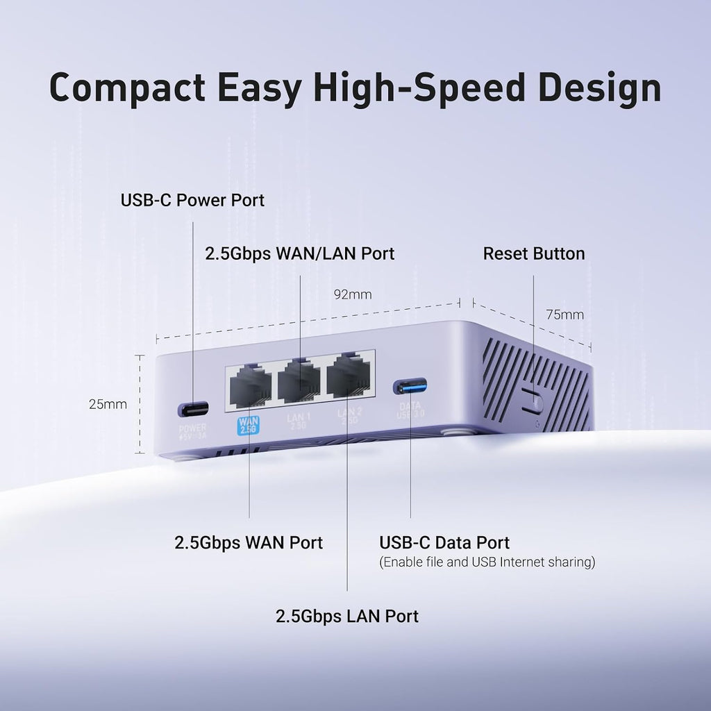 GL.iNet MT5000 (Brume 3) High-Speed Wired VPN Security Gateway for Home Office and Remote Work – Up to 1100 Mbps, 3× 2.5G Multi-WAN, DPI Security, VPN Obfuscation, OpenWrt, NO Wi-Fi