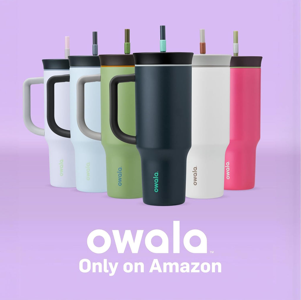 Owala Stainless Steel Triple Layer Insulated Travel Tumbler with Spill Resistant Lid,Straw,and Carry Handle,BPA Free,40 oz,Pink (Watermelon Breeze),(Pack of 6)