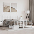 White Steel King Bed Frame Rectangular Modern Heavy-Duty Metal Platform with Powder-Coated Finish for Stability and Easy Assembly, 1 Piece