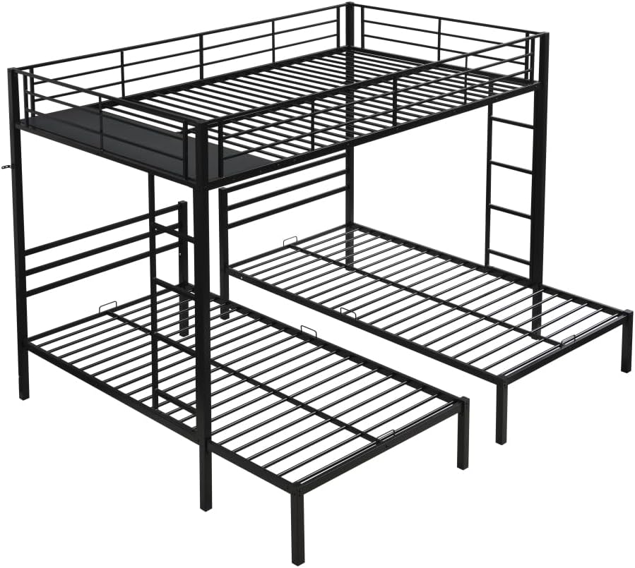 BUNK Bed Pink Twin Over Twin (Black + Metal-8)
