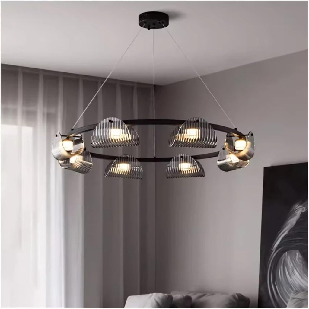 Black Led Pendant Lights Luxury Dining Room Gray Glass Chandelier Indoor Lighting Suspend Lamp Luminarias,Household