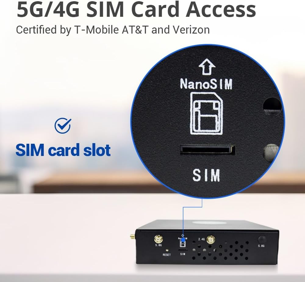 RM520N AX3000 WiFi 6 5G Router with Sim Card Slot,LTE Cellular Gateway with 9 High Gain Detachable Antennas, 5G NR Modem Support 128 Users for Home Office,AT&T T-Mobile Certified,VPN