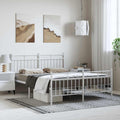 King Modern Bed Frame with White Powder-Coated Steel Construction and Open Base for Under-Bed Storage, Durable King Size Metal Bed Frame for Sleek Bedroom Style