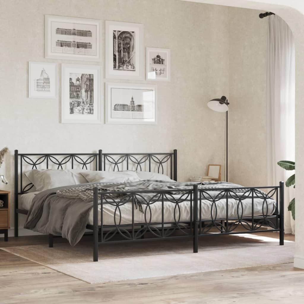 Full Bed Frame Black Steel Modern Rectangular with Underbed Storage for Bedroom and Guest Room – Contemporary Design Durable Material Easy Assembly
