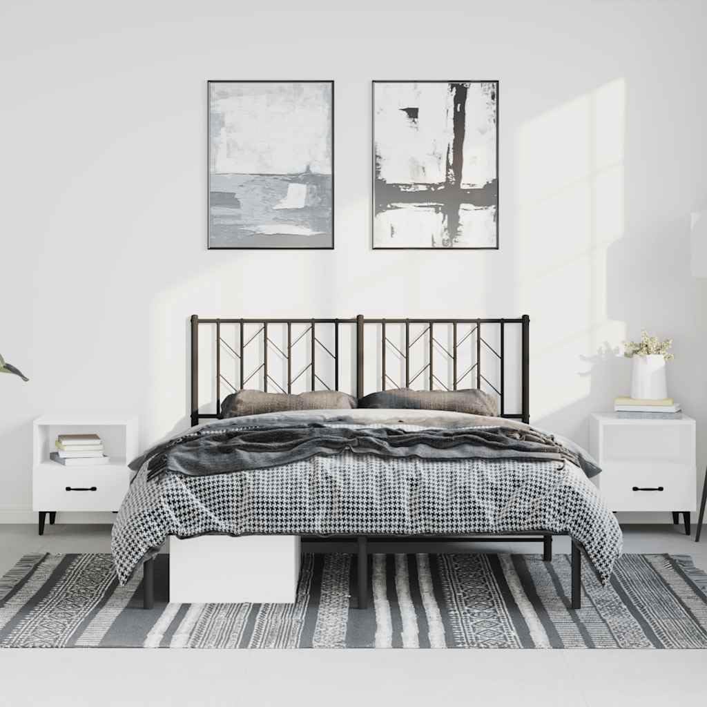 Queen Bed Frame Metal Platform Bed Frame with Headboard Black 59.1'x78.7' Sturdy Steel Construction Underbed Storage Space for Bedroom Guest Room