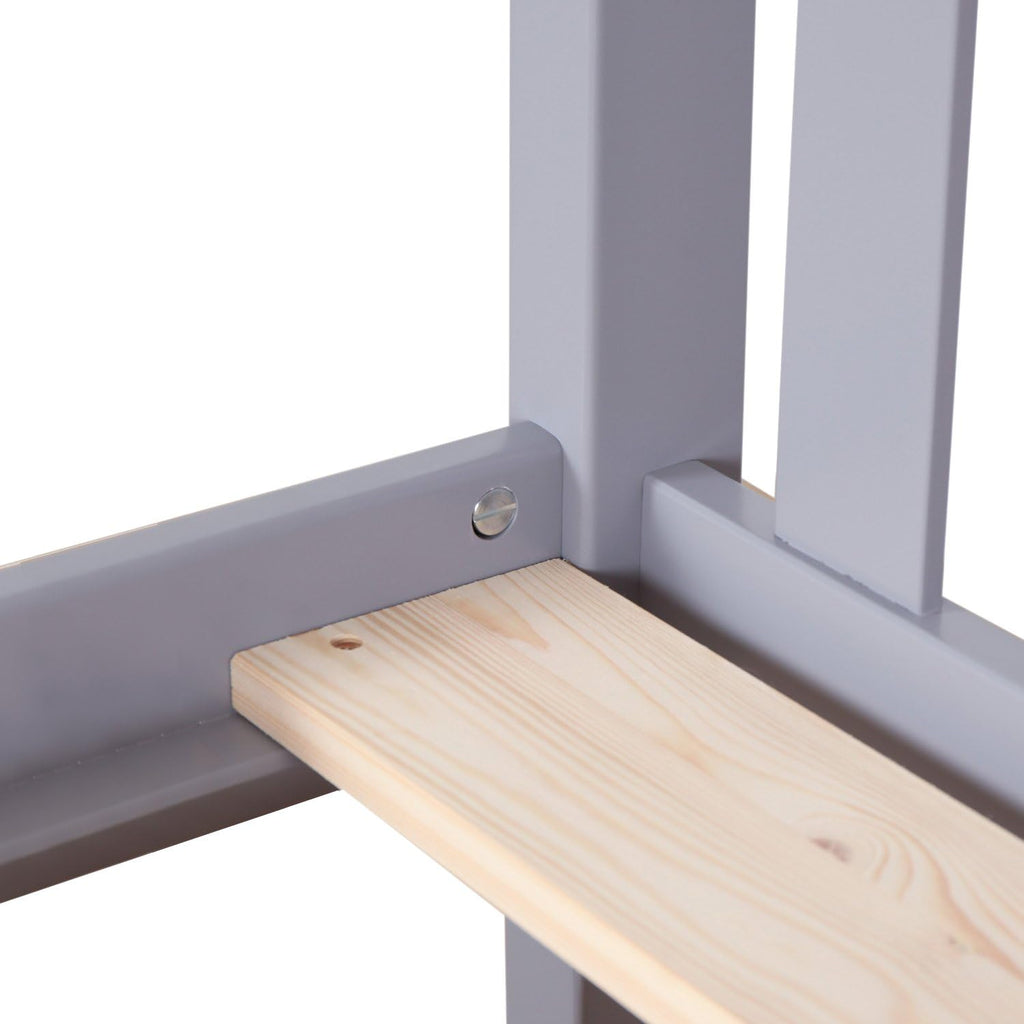 Max & Lily Bunk Bed, Twin-Over-Twin Wood Bed Frame For Kids With Trundle, Grey