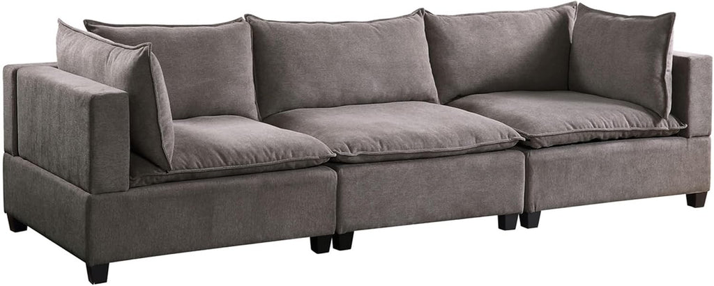 Daesar Sofa 3 Seater, Wood Frame, Light Grey Fabric Sofa Furniture for Small Space, Living Room, Bedroom, Studio, Apartment