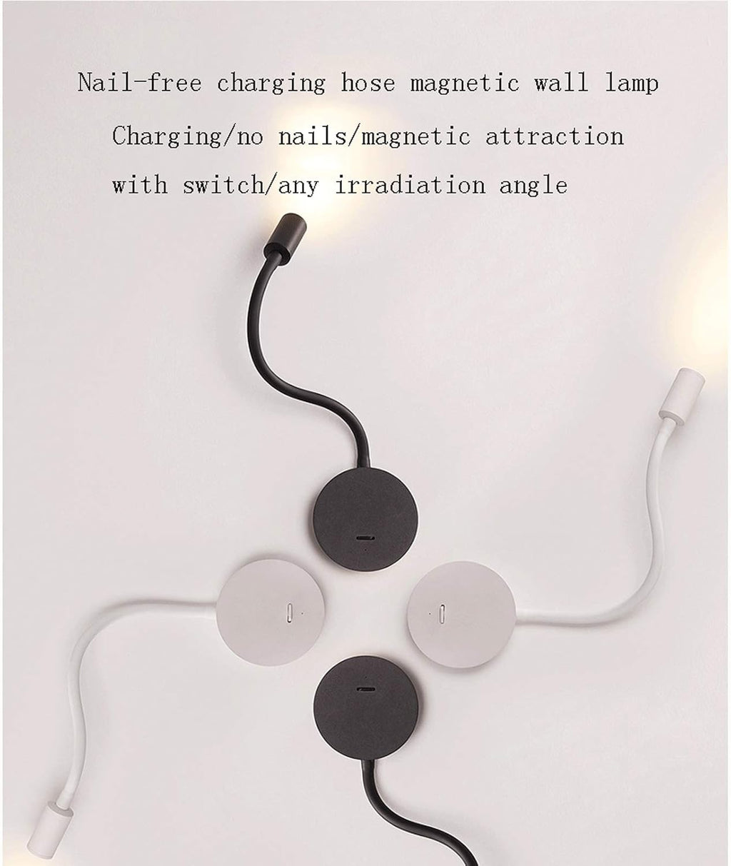 Wall Lamp Headboard Reading Lamp, Dimmable Bedside LED Book Light for Reading in Bed, No Drilling No Damage to Wall, Minimalist Flexible Gooseneck Spotlight Task Light With USB Charger Wall Light ( Co
