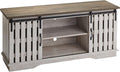 ROCKPOINT Modern Farmhouse Sliding Fence Door Stand for TVs up to 65 Inches, 58inch, White Wash