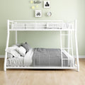 Twin Over Full Metal Bunk Bed, with Ladder & Full-Length Guardrail for Teens Adults, Noise Free (White + Metal + Metal)