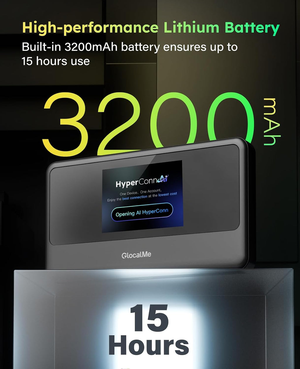 GlocalMe MeowGo G40Pro 4G Portable WiFi Hotspot for Travel in 200+ Countries, Upgraded 4G+ Mobile Hotspot Device with AI HyperConn, Speed Up to 390Mbps, No SIM Card Needed, 10 Connected Devices