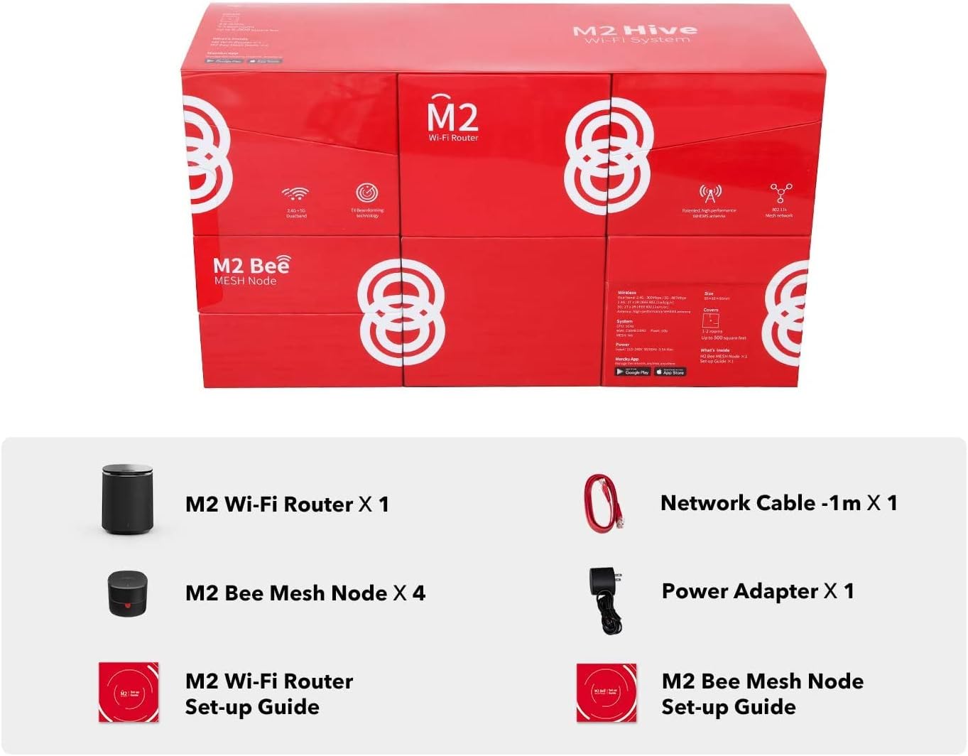 Mercku WiFi Router for Wireless Internet & Mesh Wi-Fi System 5 Pack up to 5,000 Sq. Ft. Wi-Fi Mesh Network System - M2 Hive App/Website Control Can Add More M2 Routers