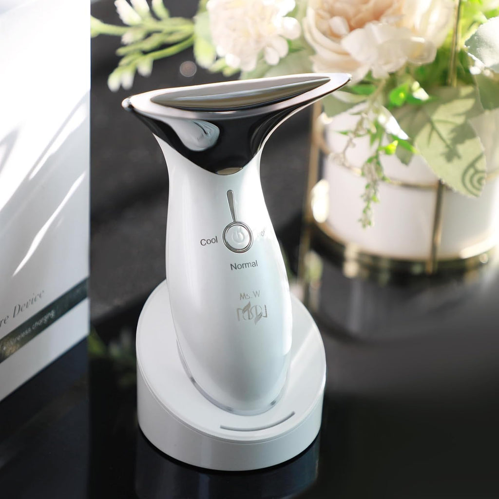 Ms.W Red Light Neck Face Massager, Facial Massager with Hot & Cold Modes for Skin Care, Vibration for Skin Tightening and Rejuvenation