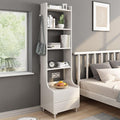 IOTXY White Bedside Table Bookshelf - 71' Tall Floorstanding Wooden Open Shelf Bookcase with 2-Drawers and 4-Shelves, Bedroom Bed Side End Table, Nightstand