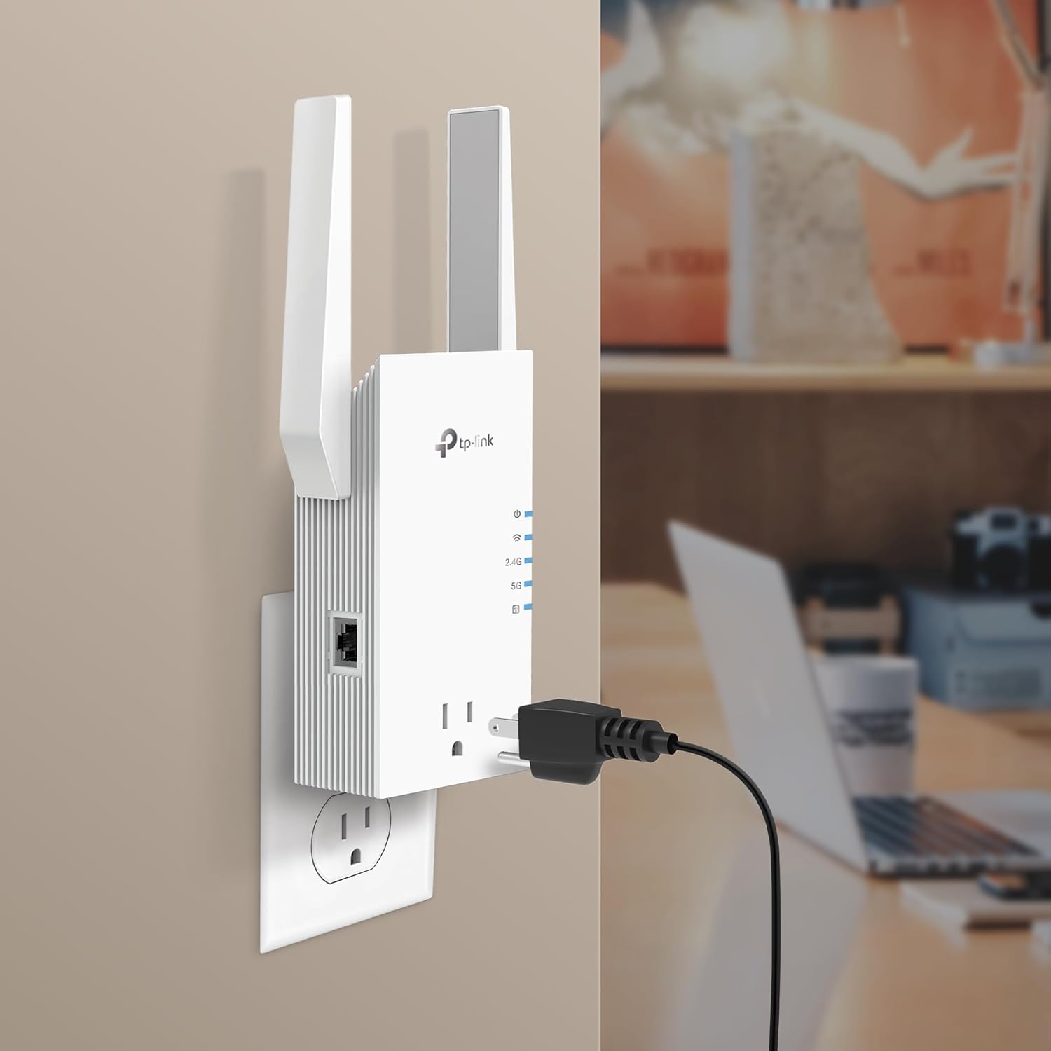 TP-Link RE765X AX3000 WiFi 6 Range Extender w/Smart Plug Integrated Passthrough | Dual-Band Wireless Repeater w/Ethernet Port | Up to 2400 Sq. Ft., 64 Devices | EasyMesh Compatible | App Setup