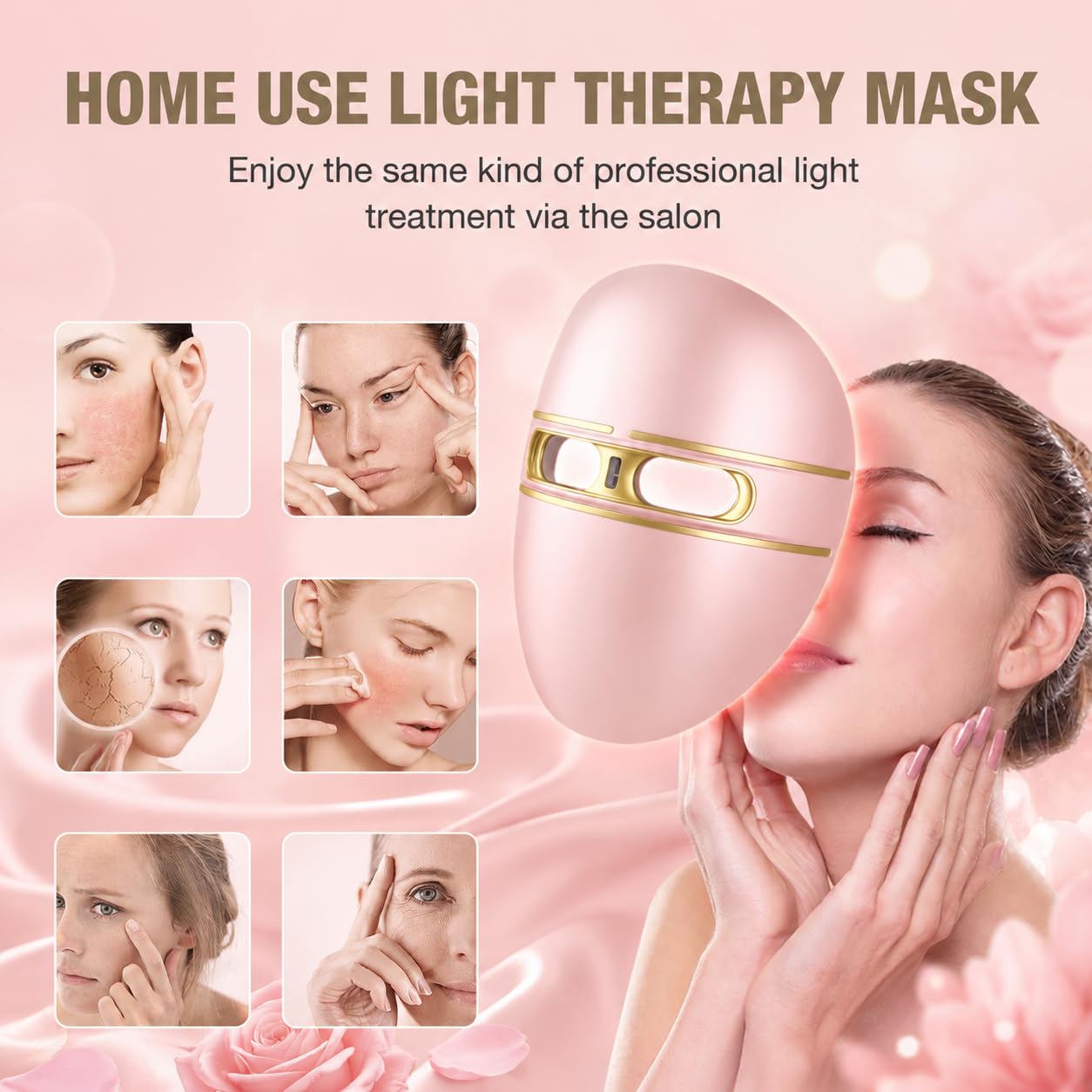 Pro-Grade FSA LED Light Therapy Facial Mask -Red & Blue Light Anti Aging FSA Face Mask- Salon Treatment for Acne,Wrinkles & Redness at Home,Ideal Skincare Device for Birthday, Mom Gift