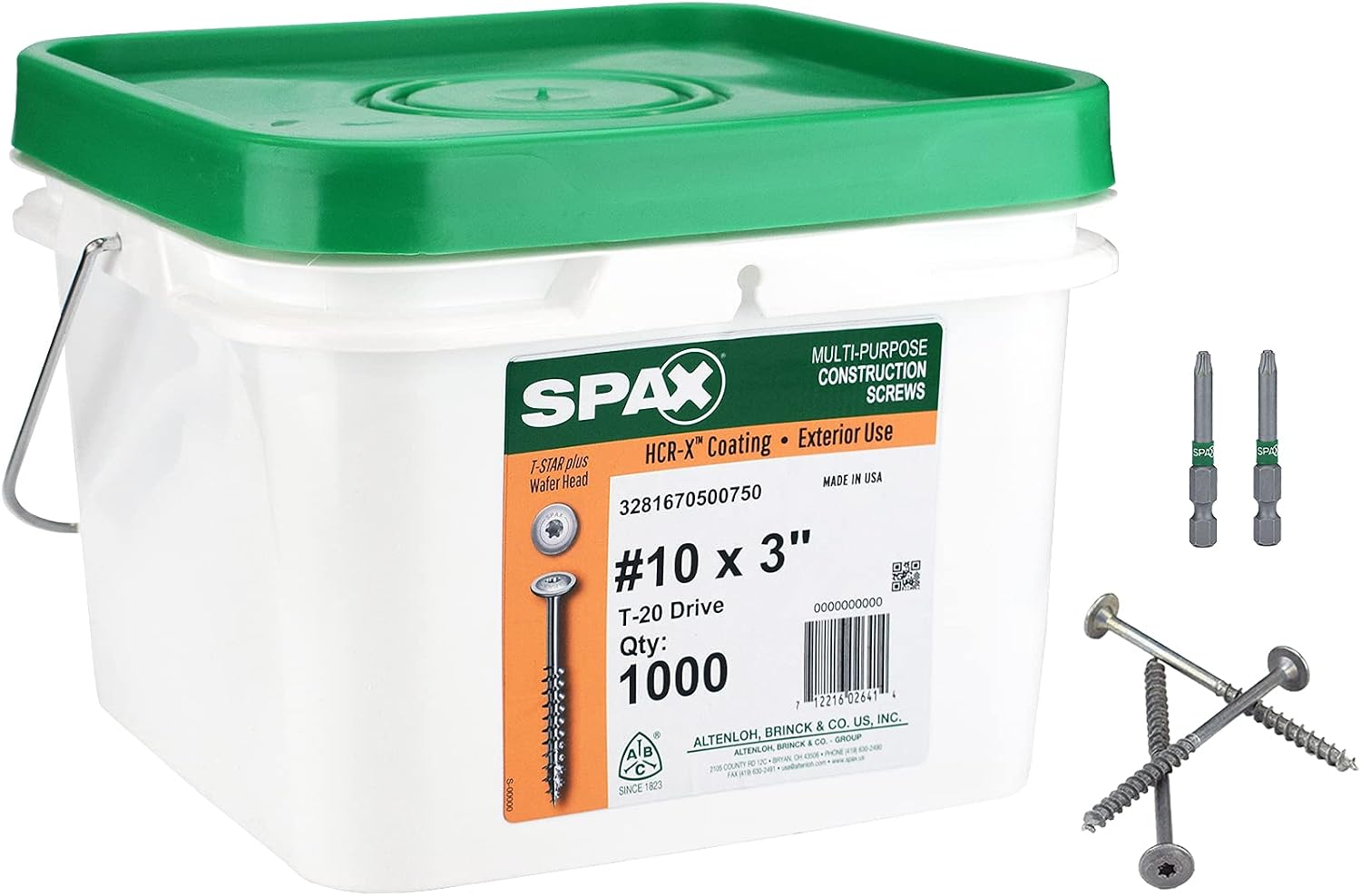 SPAX #10 x 3 Exterior Wafer Head Wood Screws Construction Torx T-Star Plus (1000 EA) Bulk Pail Bit Included Rust Resistant