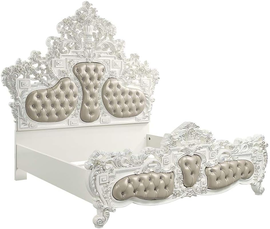Aldora Elegant Anqtique White Formal Bed