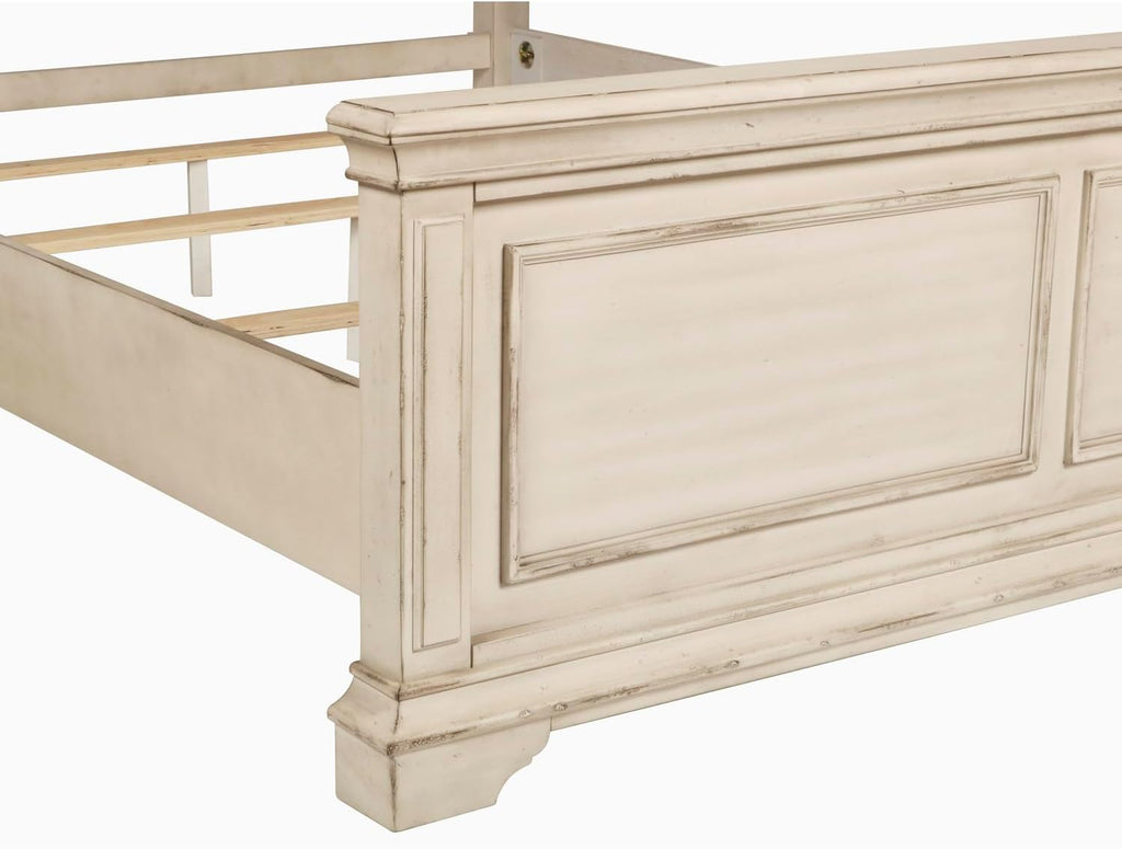 New Classic Furniture Anastasia Solid Wood California King Bed, Antique White