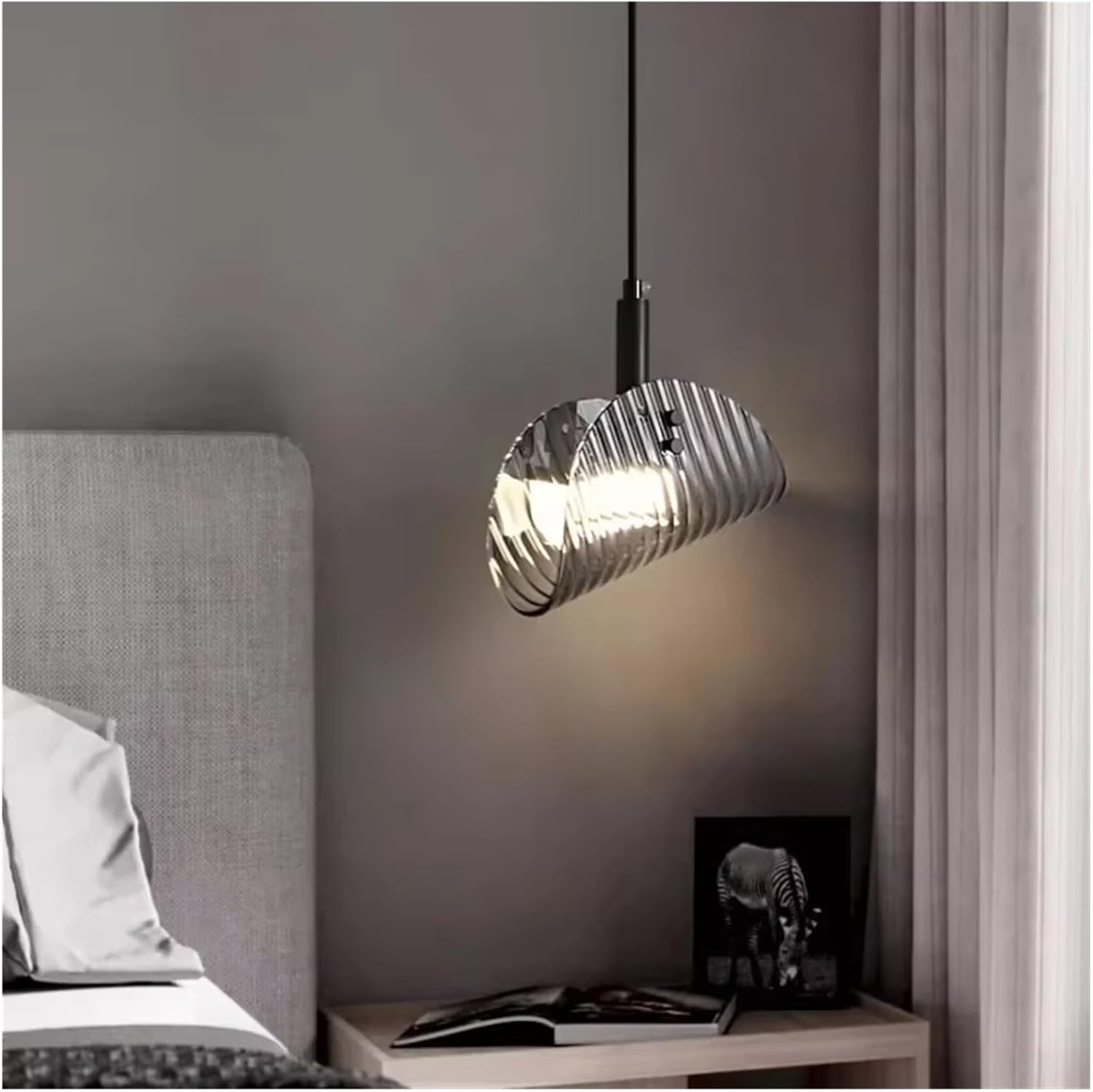 Black Led Pendant Lights Luxury Dining Room Gray Glass Chandelier Indoor Lighting Suspend Lamp Luminarias,Household