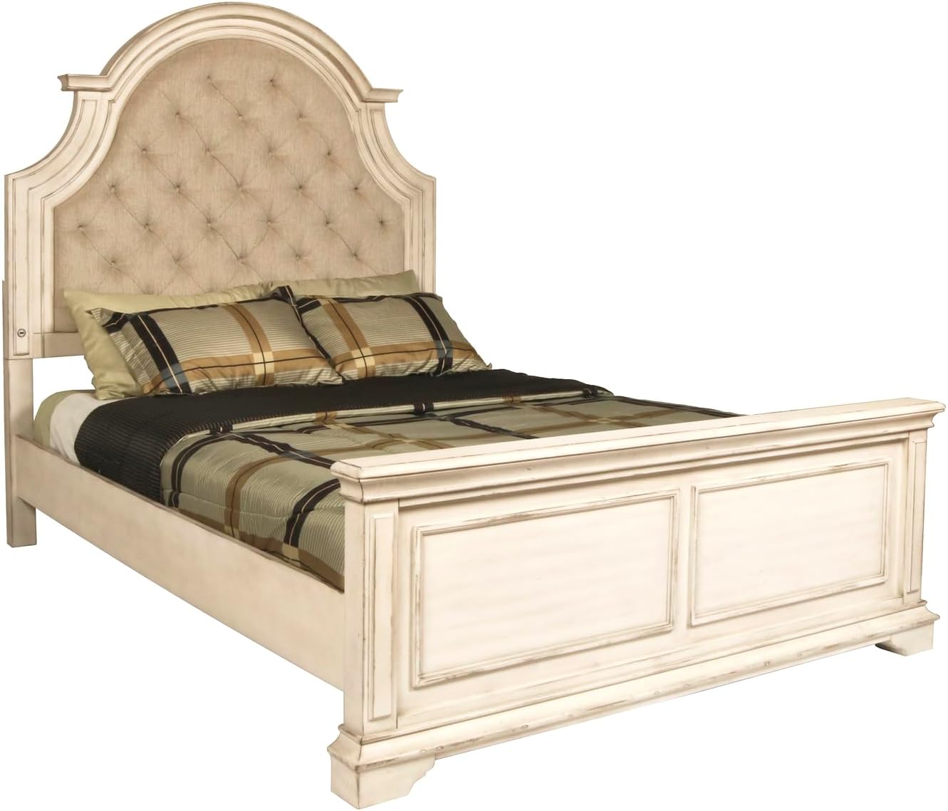 New Classic Furniture Anastasia Solid Wood California King Bed, Antique White