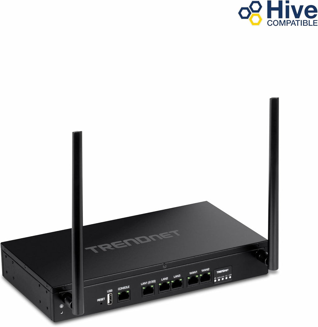 TRENDnet AX1800 Dual-Band WiFi 6 Gigabit Dual-WAN VPN Router, Small Business, Virtual Private Network, Inter-VLAN Routing, QoS, 2.5G Support, Pre-Encrypted Wireless, Black, TEW-929DRU (Pack of 1)