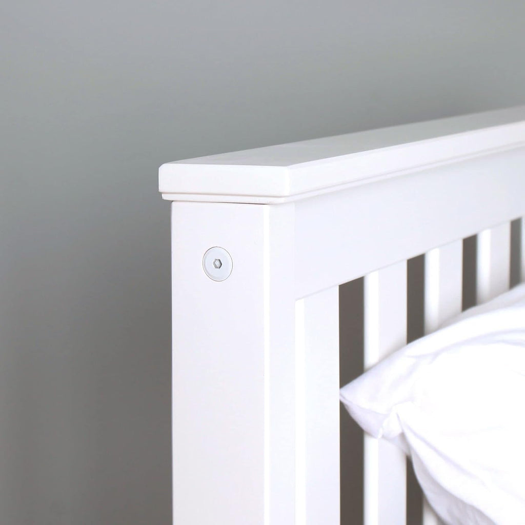 Plank+Beam Solid Wood Full Bed Frame, Platform Bed with Headboard, White