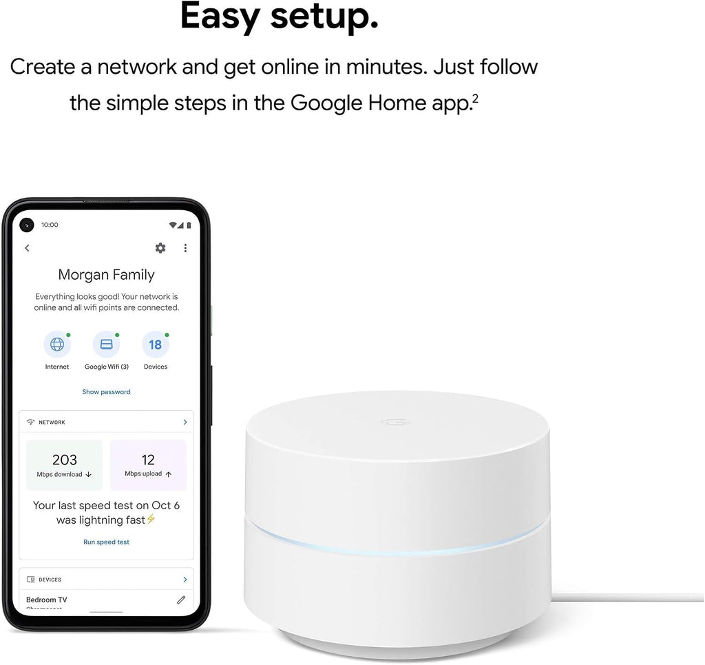 Google WiFi - AC1200 - Mesh WiFi System - WiFi Router - 3000 Sq Ft Coverage - 2 Pack