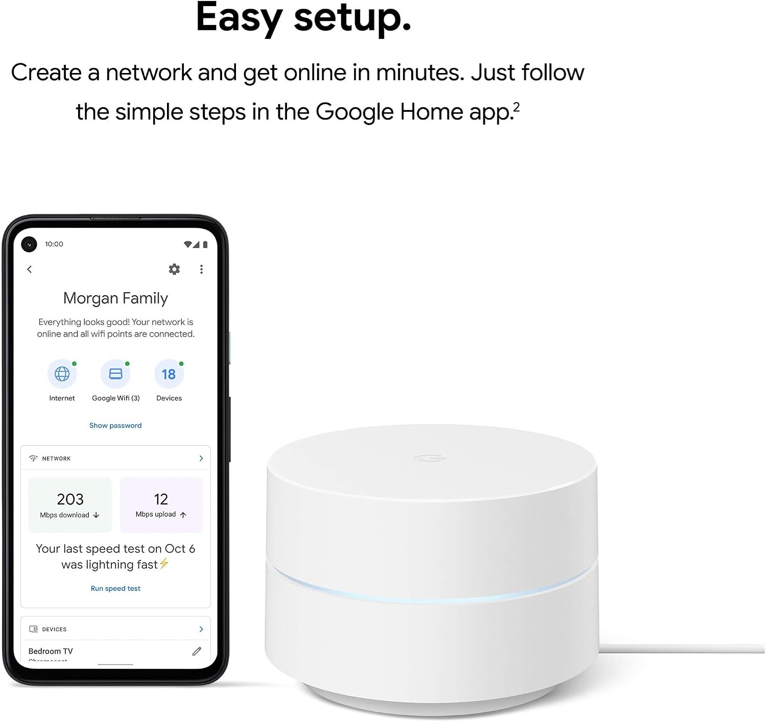 Google WiFi - AC1200 - Mesh WiFi System - WiFi Router - 3000 Sq Ft Coverage - 2 Pack