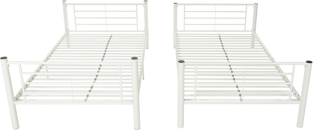 Walker Edison Elodie Urban Industrial Twin Over Twin Metal Bunk Bed, Twin Over Twin, White