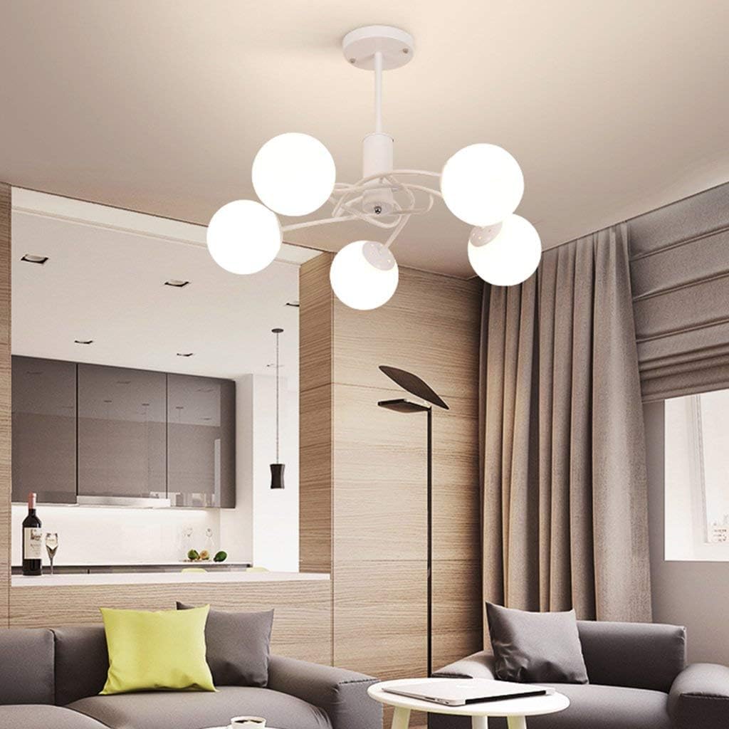 Ceiling Lights Vintage Lamps for Living Room Iluminacion Ceiling Light Wrought Iron Luminaria E27 Bulb Home Lighting Fixtures,Warm Light-5 Heads/White