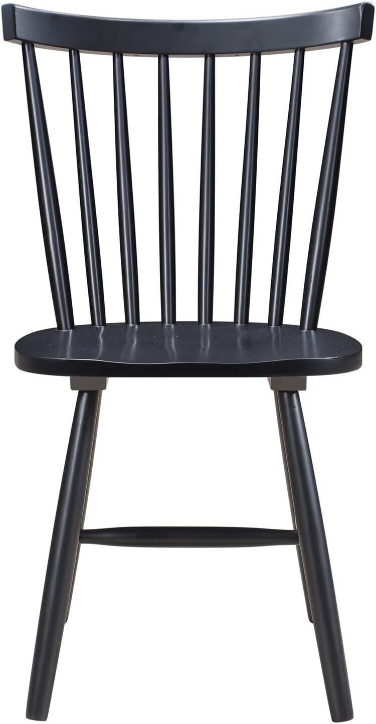 HomeStock Wood Dining Chairs Set of 2 Black Finish Kitchen Side Chairs