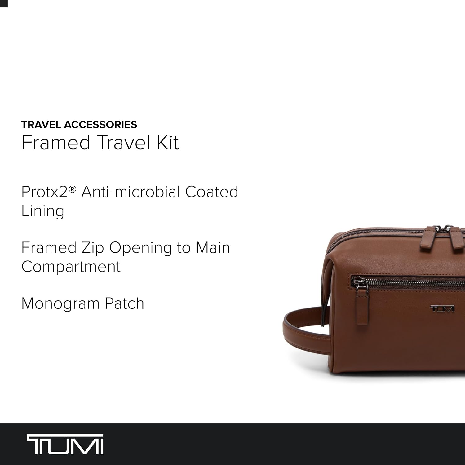 TUMI - Travel Accessories Dopp Kit - Men's Travel Essentials Framed Toiletry Bag - Cognac Leather