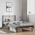 Metal Bed Frame with Headboard Black 39.4'x78.7' Sturdy Steel Platform Bed Frame for Bedroom Underbed Storage Space No Box Spring Needed