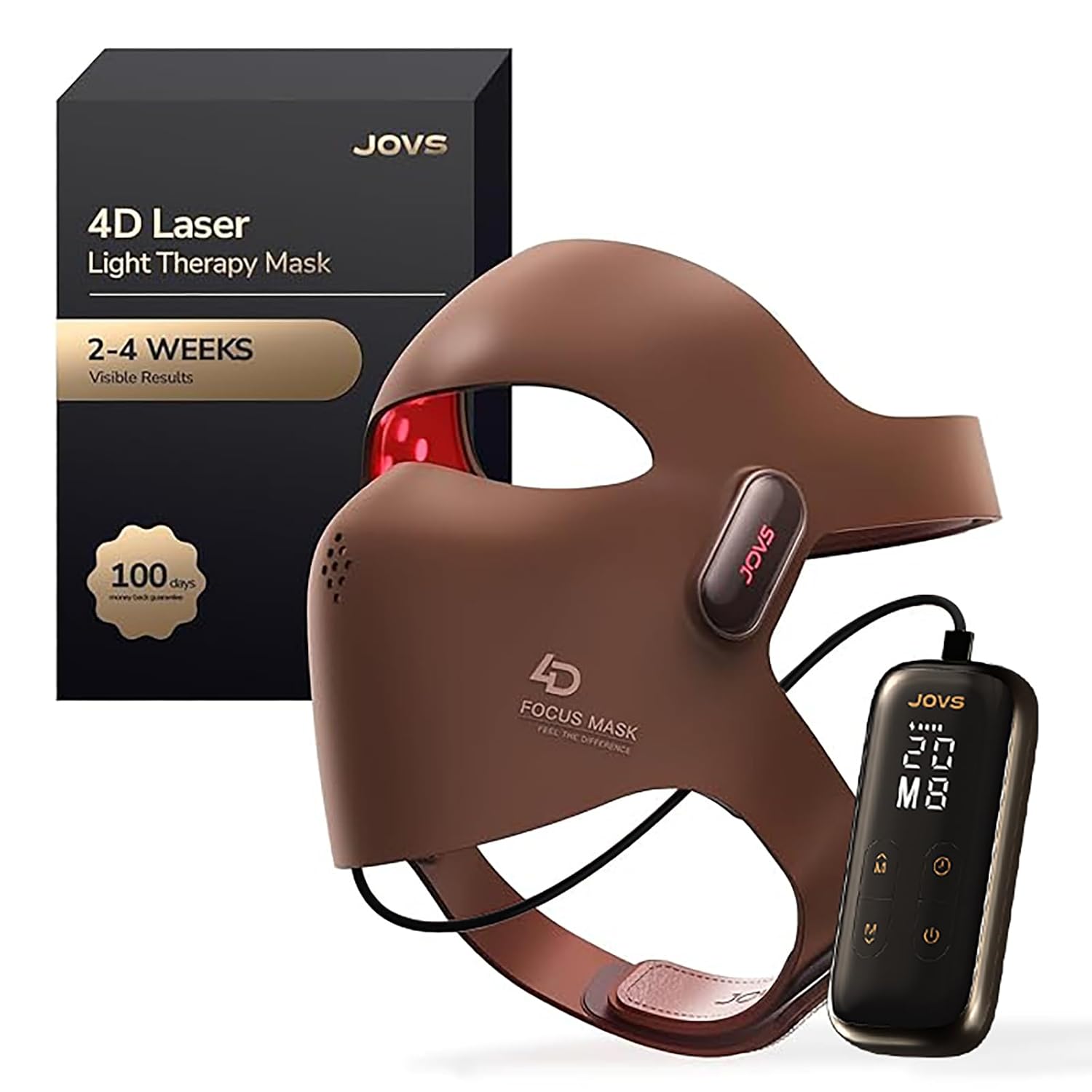 JOVS 4D Laser Therapy Mask for Face, LED Red Light Therapy Face Mask with 4 Wavelengths for Deep Anti-Aging, Precision Anti-Wrinkle, Skin Firming & Radiant Glow, 6x More Powerful Than LED, Gift