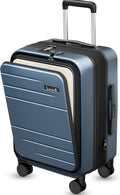 LUGGEX Carry On Luggage 22x14x9 Airline Approved, Expandable Polycarbonate Suitcase with Front Pocket (FX-Core, Blue, 20 Inch)