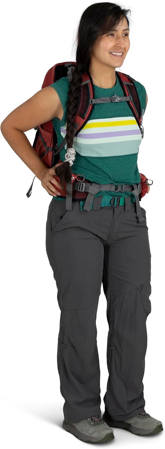 Osprey Tempest 22L Women's Lightweight Hiking Backpack - Small Daypack for Travel & Camping, Red Pampas/Coal Grey