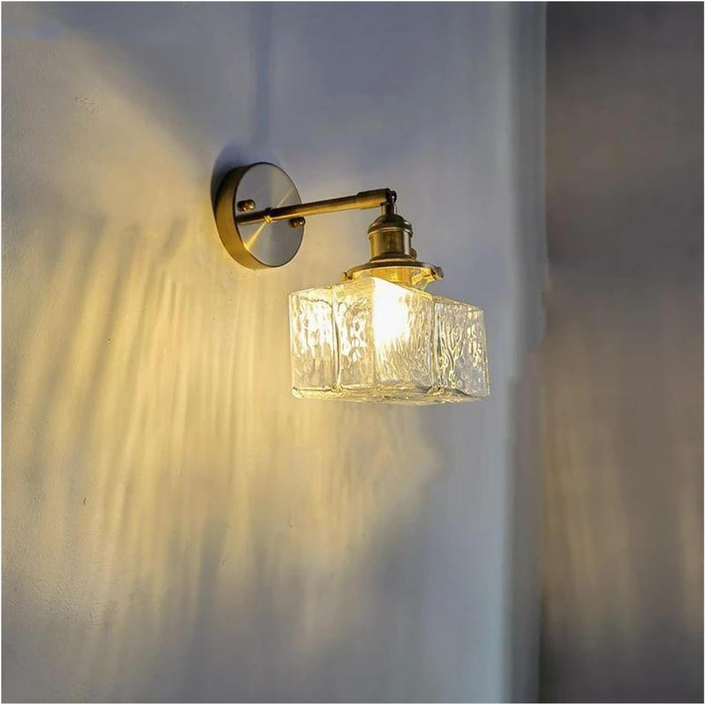 Wall Sconces, Glass LED Bathroom Mirror Light Copper Home Indoor Lighting Luminaria Bedroom Living Room Nordic Modern Wall Lamp Sconce(Switch On The Socket-C)